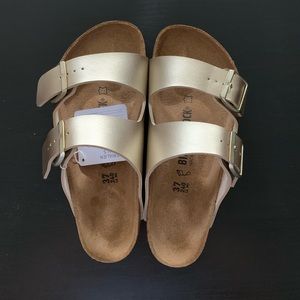 NWT — Gold Birkenstock Sandals — Size 37